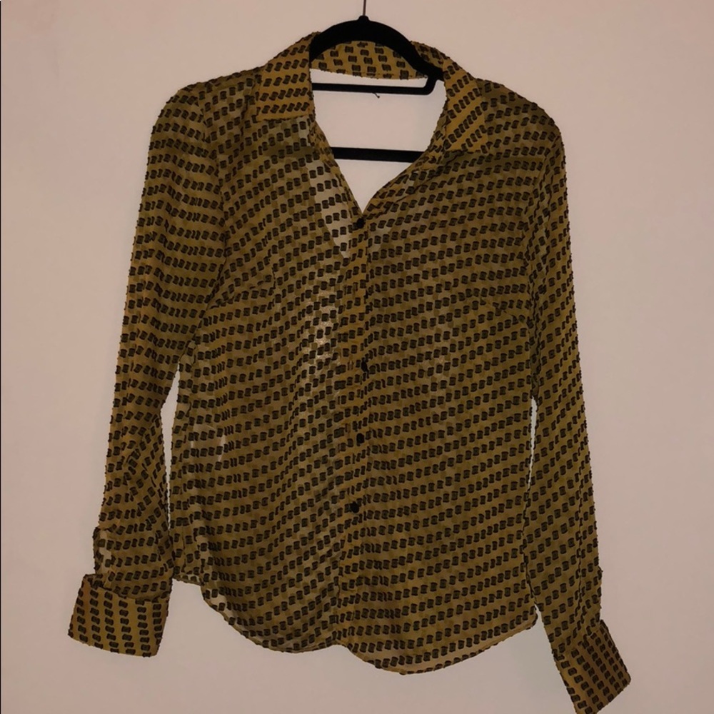 BCBGeneration Yellow & Black Chiffon Top